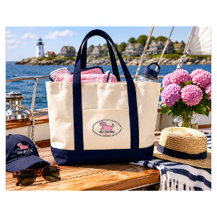 Pink Striped Seersucker Dog Lover Tote Bag