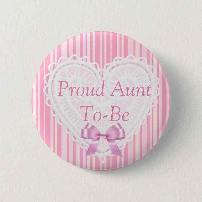 Pink Striped Shabby Chic Baby Shower Button (Front)