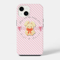 Pink Striped Sweet Bunny Soft iPhone 14 Case