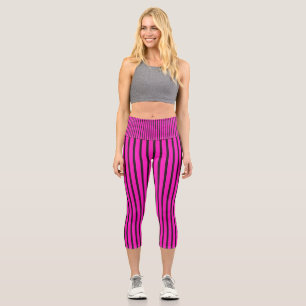 Pink Striped texture Capri Leggings