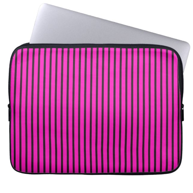 Pink Striped texture Laptop Sleeve (Front)