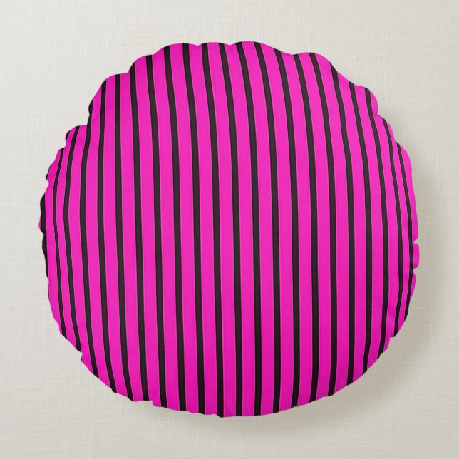 Pink Striped texture Round Cushion (Front)