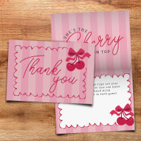 Pink Striped Vintage Cherry Baby Shower Flat