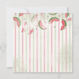 Pink Striped Watermelon First Birthday Party Invit Invitation