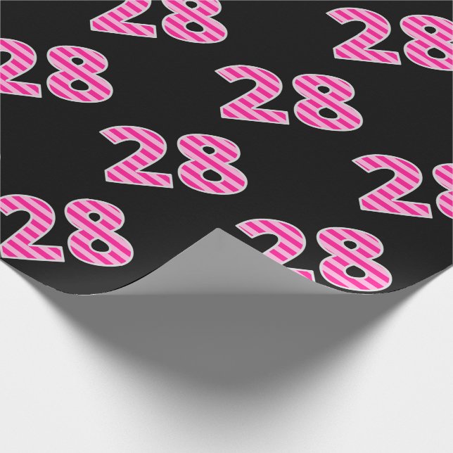 Pink Stripes 28 Event # (Birthday, Anniversary) Wrapping Paper (Corner)