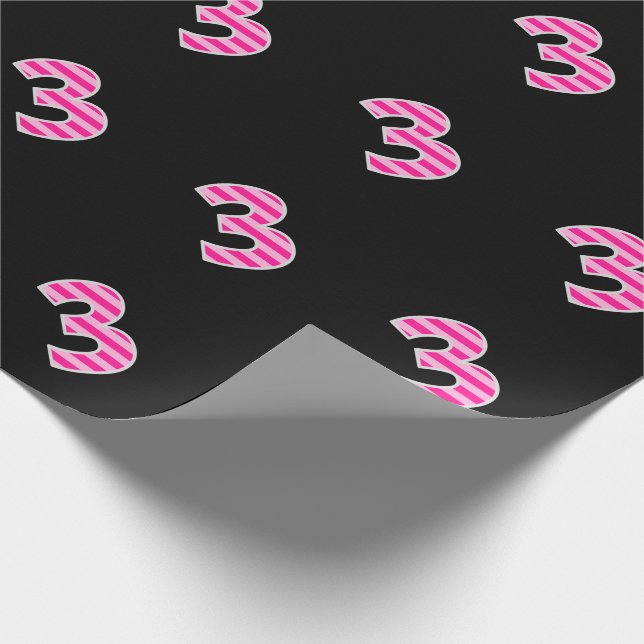 Pink Stripes 3 Event # (Birthday, Anniversary) Wrapping Paper (Corner)