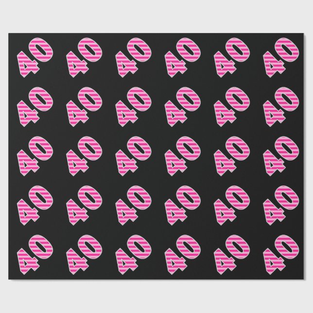 Pink Stripes 40 Event # (Birthday, Anniversary) Wrapping Paper (Flat)