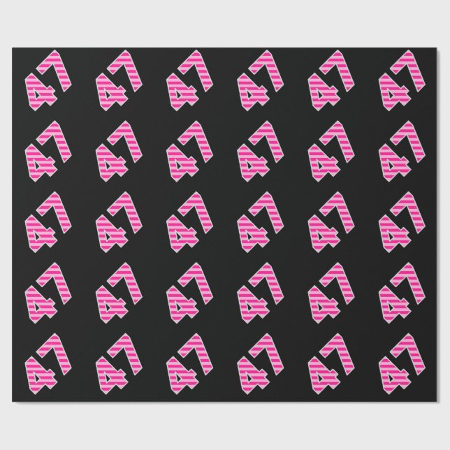 Pink Stripes 47 Event # (Birthday, Anniversary) Wrapping Paper (Flat)