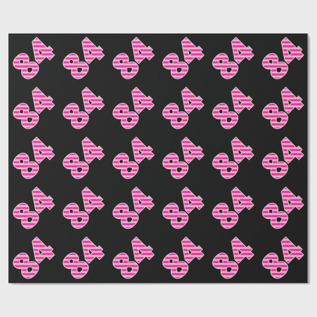 Pink Stripes 84 Event # (Birthday, Anniversary) Wrapping Paper (Flat)
