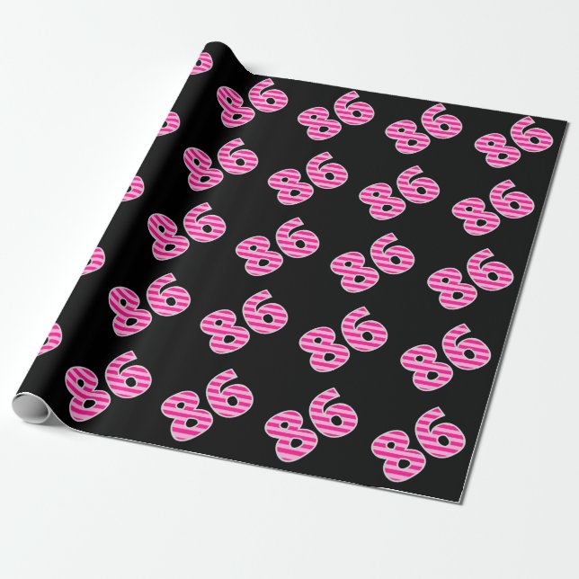 Pink Stripes 86 Event # (Birthday, Anniversary) Wrapping Paper (Unrolled)