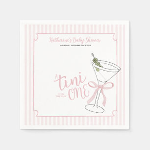 Pink Stripes A Tini One is On They Way Cocktail  Napkin