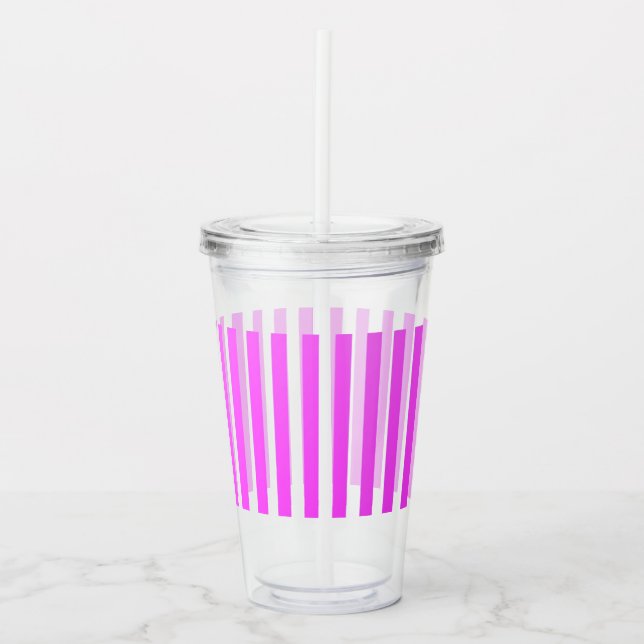 Pink stripes acrylic tumbler (Front)