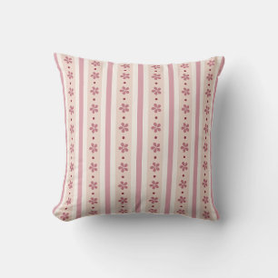 Pink Stripes And Flowers Cushion