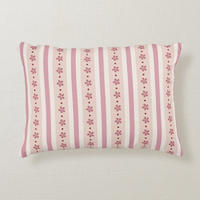 Pink Stripes And Flowers Decorative Cushion (Front)