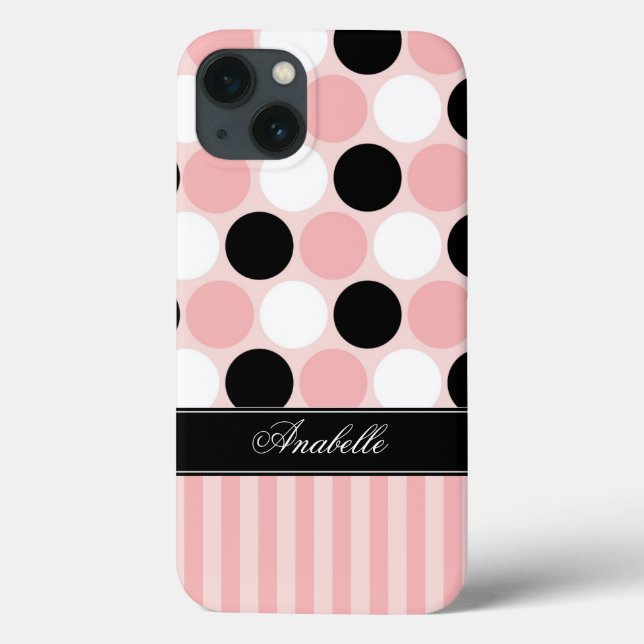 Pink Stripes and Large Dots Case-Mate iPhone Case (Back)