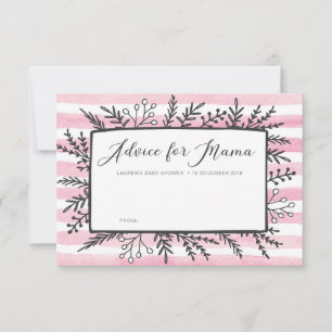 Pink stripes Baby Shower Advice for Mama Cards