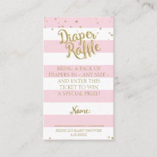 Pink Stripes Baby Shower Diaper Raffle Insert Girl
