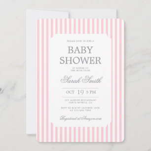 Pink Stripes Baby Shower girl Invitation