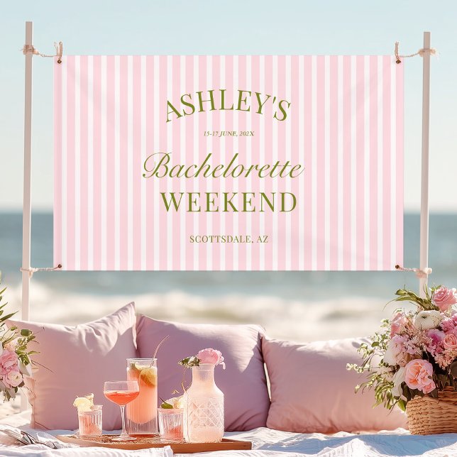 Pink Stripes Bachelorette Party Banner (Creator Uploaded)