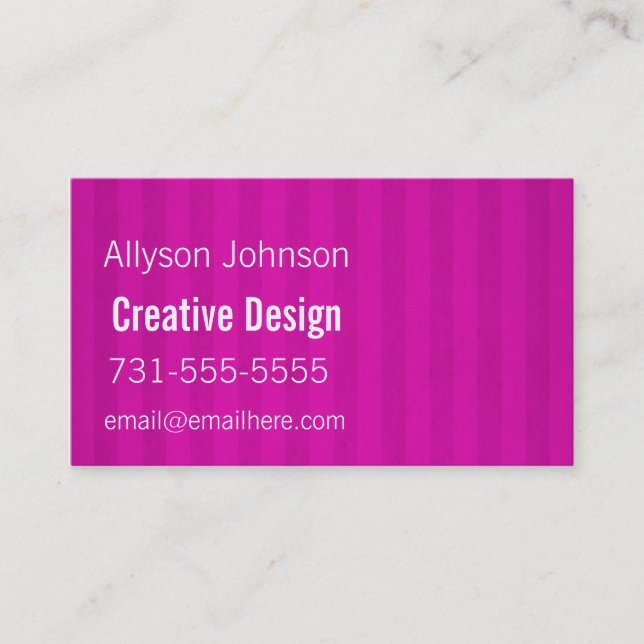 Pink Stripes  Background Business Cards (Front)