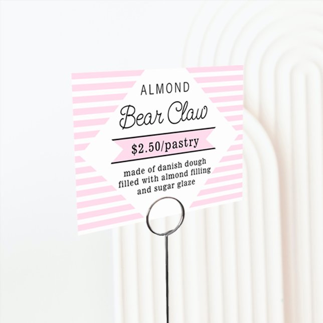 Pink Stripes Bakery Food Label Card (Creator Uploaded)