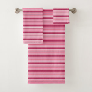 Pink stripes bath towel set
