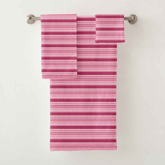 Pink stripes bath towel set (Insitu)