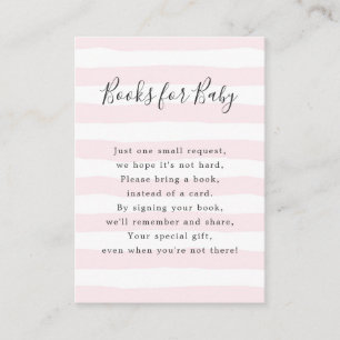 Pink Stripes Books for Baby, baby shower Enclosure Card
