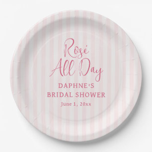 Pink Stripes Bridal Shower Paper Plate