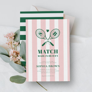 Pink Stripes Country Club Tennis Bridal Shower Invitation