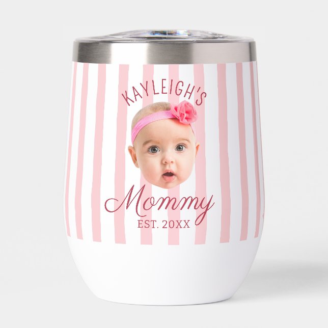 Pink Stripes Custom Face Photo Keepsake Mum Mummy (Front)