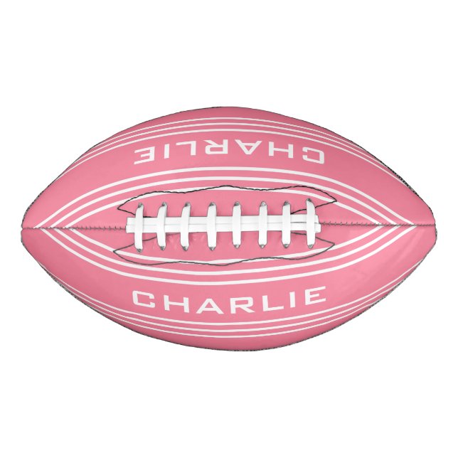 Pink Stripes custom monogram football (Front)