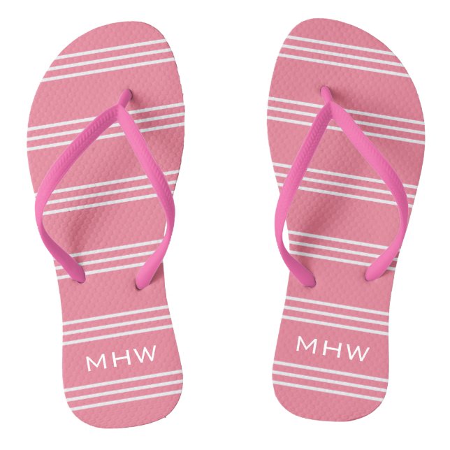 Pink Stripes custom monogram sandals (Footbed)