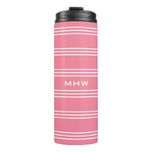 Pink Stripes custom monogram tumbler