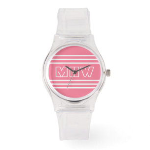 Pink Stripes custom monogram watches