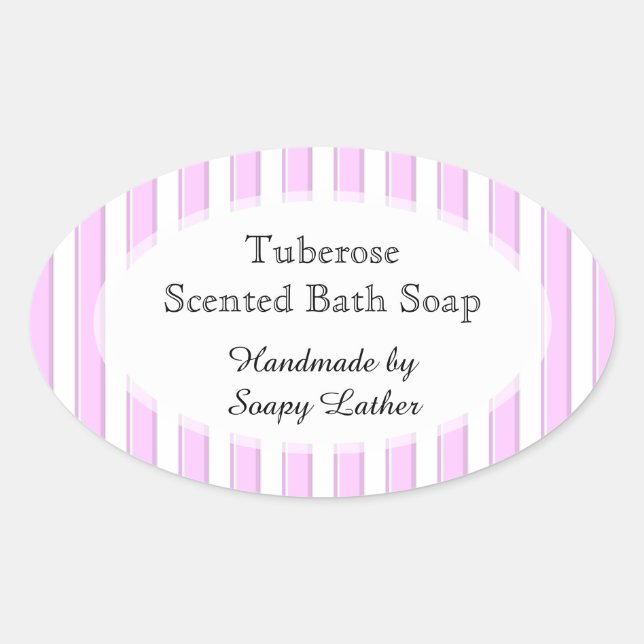 Pink Stripes Custom Soap or Recipe Sticker (Front)
