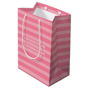 Pink Stripes custom text gift bags