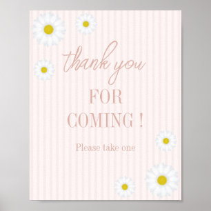 Pink Stripes, Daisy 1st Birthday Party Wild One Poster
