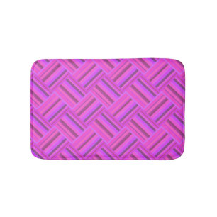Pink stripes diagonal weave pattern bath mat