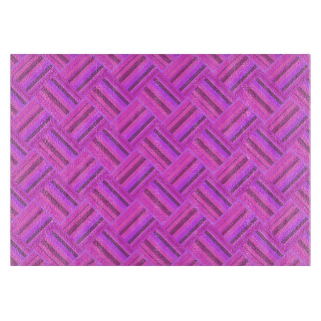 Pink stripes diagonal weave pattern cutting board (Front)