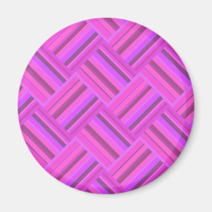 Pink stripes diagonal weave pattern magnet