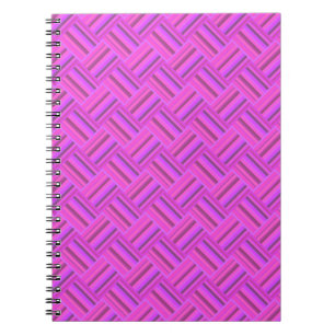 Pink stripes diagonal weave pattern spiral notebook