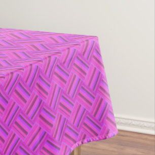 Pink stripes diagonal weave pattern tablecloth
