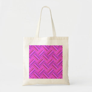 Pink stripes diagonal weave pattern tote bag