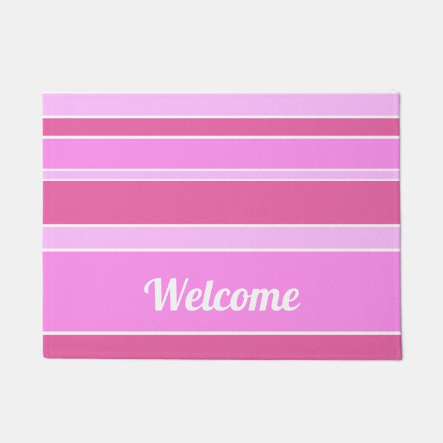 Pink stripes doormat (Front)