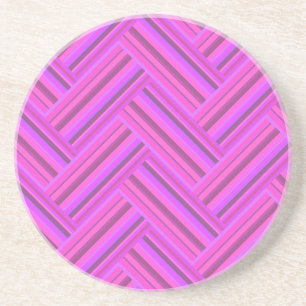 Pink stripes double weave pattern coaster