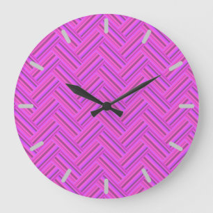 Pink stripes double weave pattern large clock