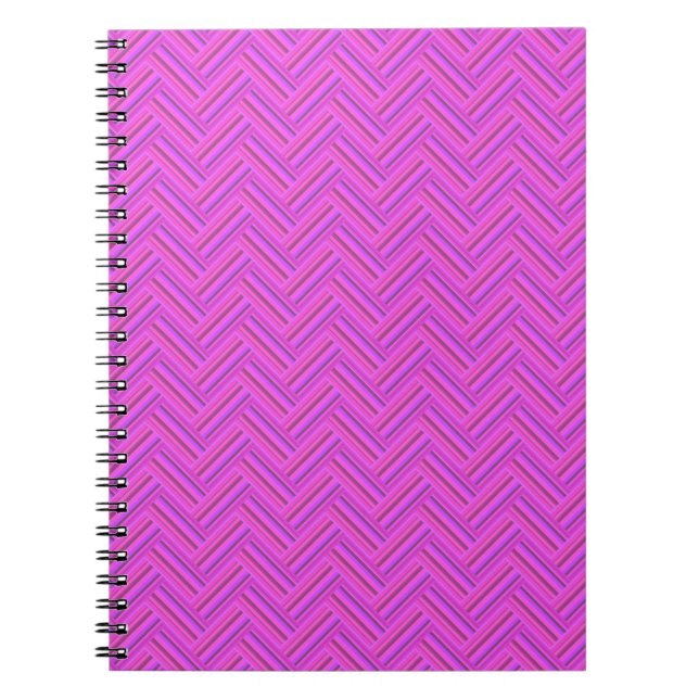 Pink stripes double weave pattern spiral notebook (Front)