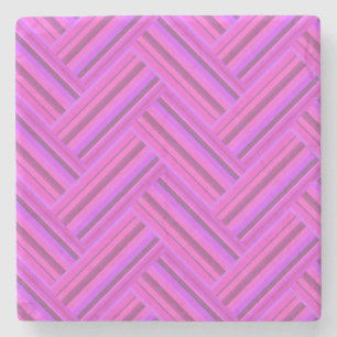 Pink stripes double weave pattern stone coaster