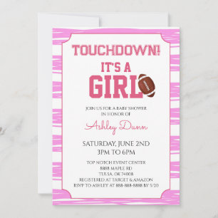 Pink Stripes Football Baby Shower Invitation